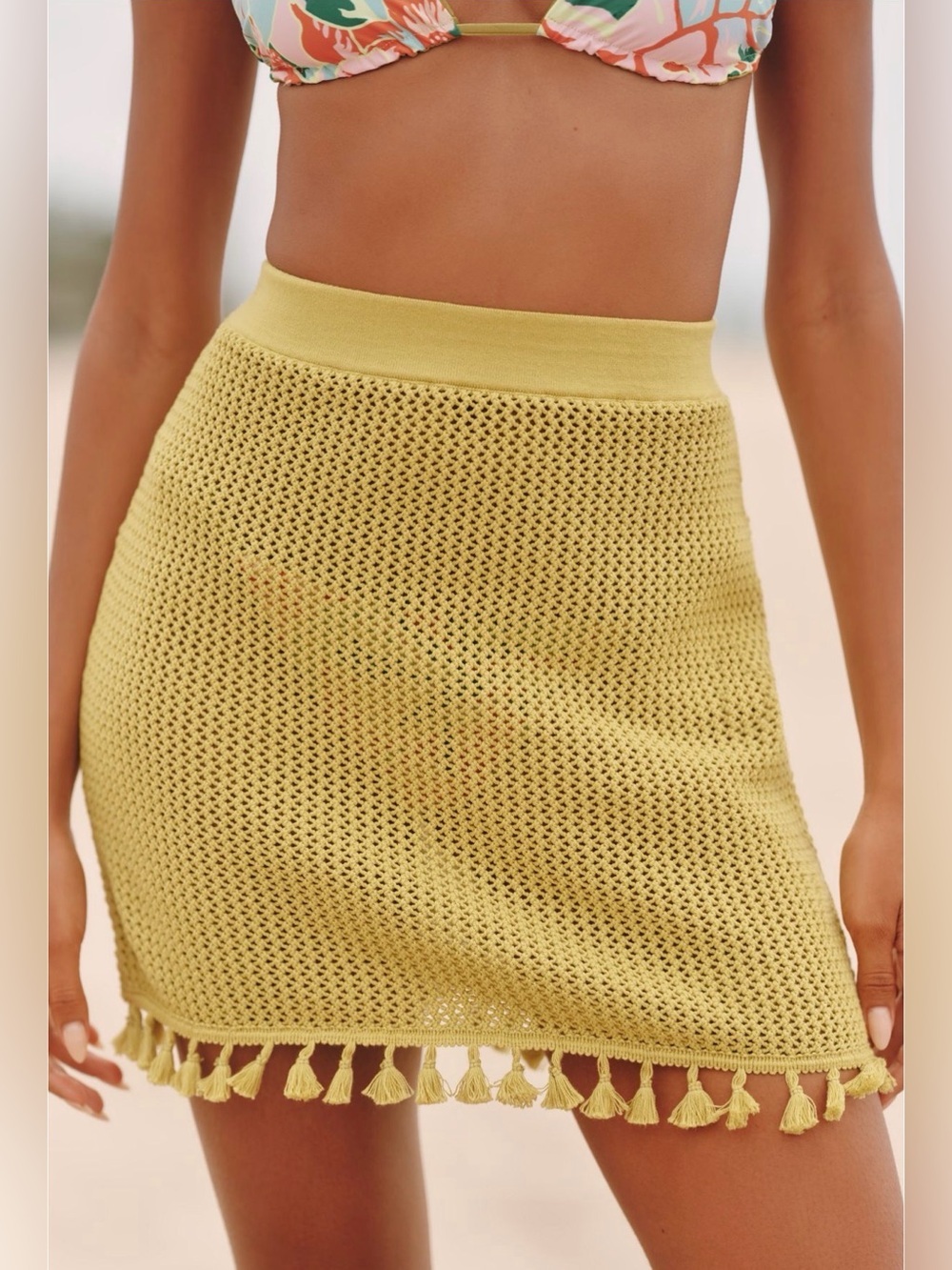Anthropologie Celandine Crochet Tassel Mini Skirt NWT